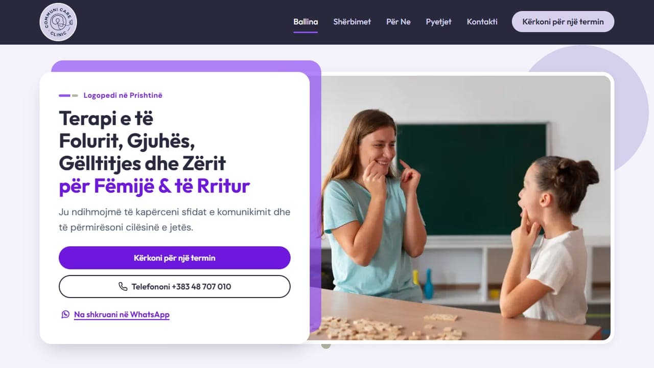 Screenshot of the CommuniCare Clinic website
